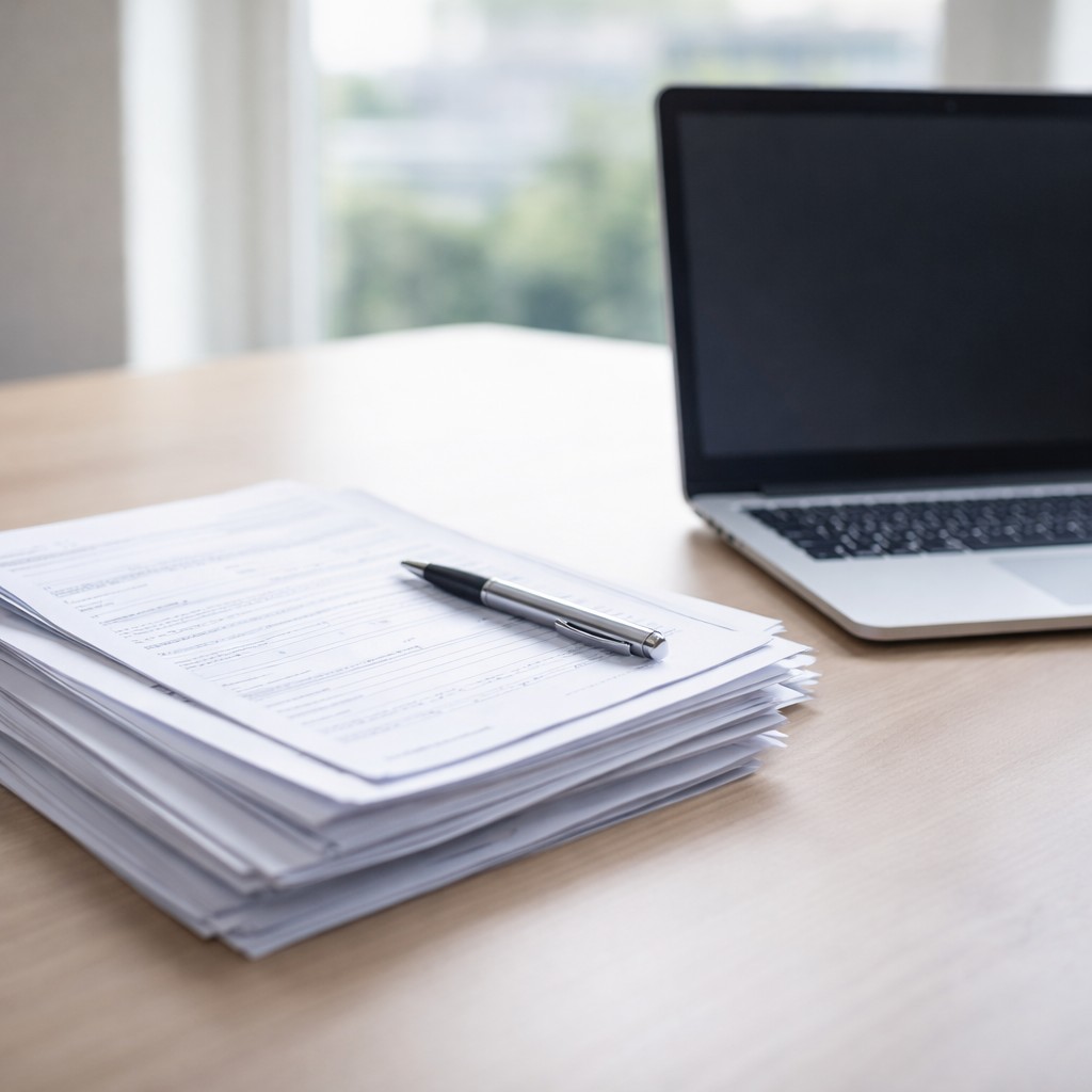 Fotorealistisches Icon: Dokumente und Tablet